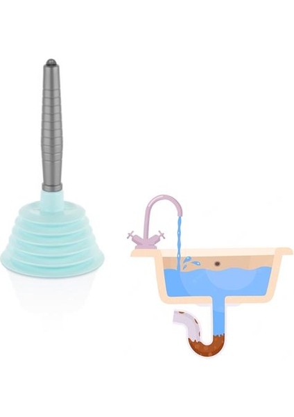 Iconic 27X13 cm Körüklü Mavi Lavabo Gider Açıcı Pompa