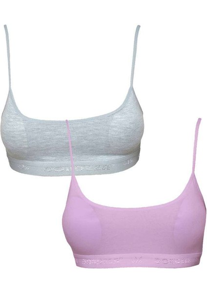 Pedli Ip Askılı Gri ve Pembe Büstiyer 2 Adet