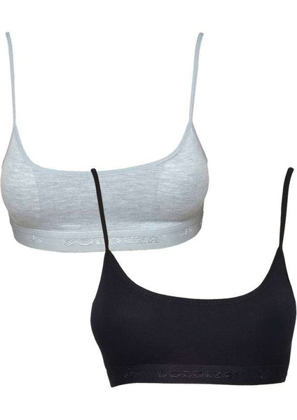 Pedli Ip Askılı Gri ve Siyah Büstiyer 2 Adet
