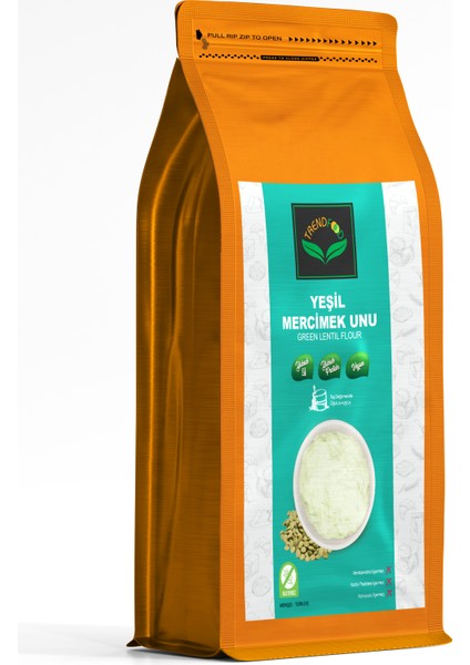 %100 Doğal Yerli Yeşil Mercimek (Green Lentil Flour) Unu Taş Değirmende Öğütülmüştür