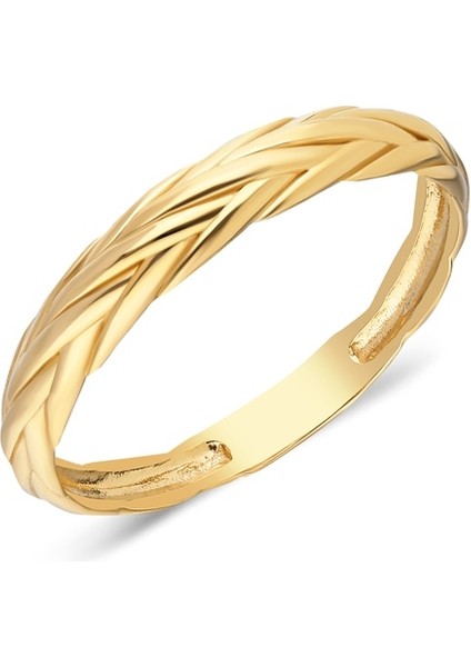 Altın Yüzük - Örgü Desenli Altın Yüzük-Örgü Desenli Alyans-Taşsız Altın Yüzük