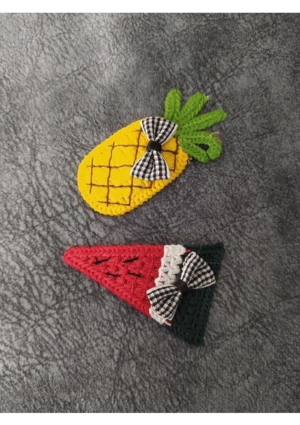 Ananas Karpuz Dilimi Meyveli Ip Örgü Çıt Çıt Toka