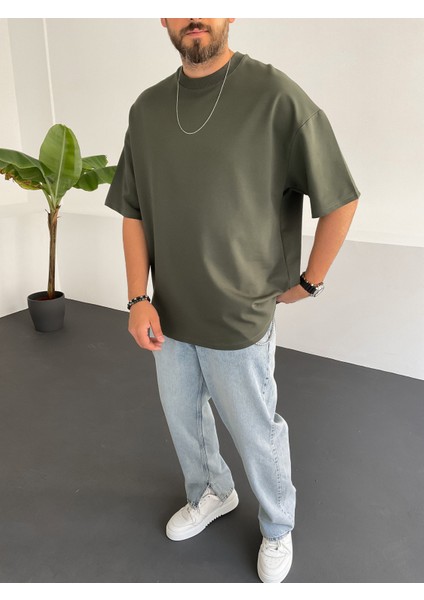 Haki Iki Iplik Basic T-Shirt BY-1208