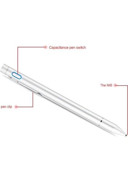 K8 Evrensel Ince Ipucu Kapasitif Stylus Kalem Beyaz (Yurt Dışından)