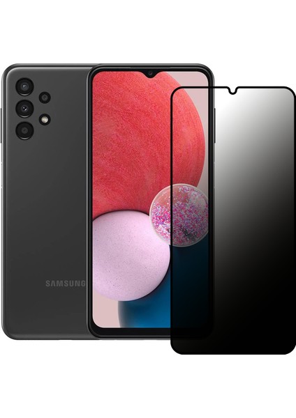 Samsung Galaxy A13 Hayalet Privacy Gizli Cam Ekran Koruyucu Siyah