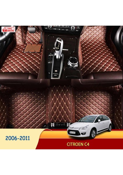 Citroen C4 2006-2011 Uyumlu 5d Havuzlu Suni Deri Oto Paspas