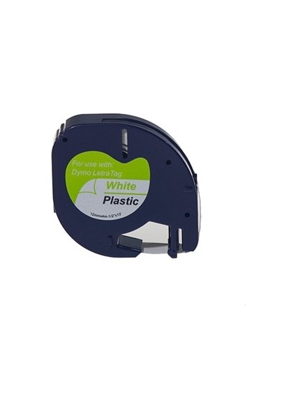 Letratag 59422 Beyaz Plastik Etikete Siyah (91201) (91221) (12mm x 4m)