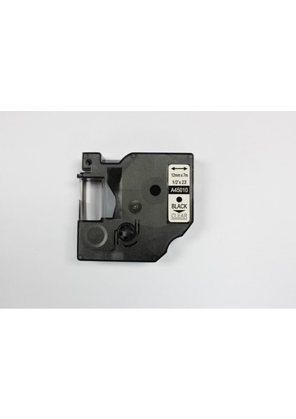 D1 45010 Seffaf Etikete Siyah (12mm x 7m)