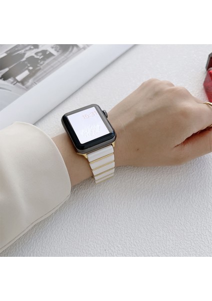 Apple Watch 7 41 mm / 6 & Se & 5 & 4 40 mm / 3 & 2 ve 1 38 mm Siyah Rose Gold Kordon (Yurt Dışından) fiyatları