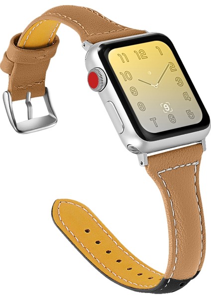 Apple Watch S 7 45 mm / & 6 & Se & 44 mm Siyah Kahve - Kahve Kordon (Yurt Dışından)
