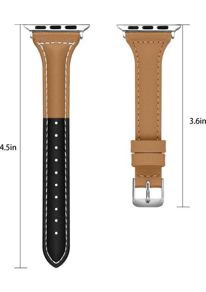Apple Watch S 7 45 mm / & 6 & Se & 44 mm Siyah Kahve - Kahve Kordon (Yurt Dışından)