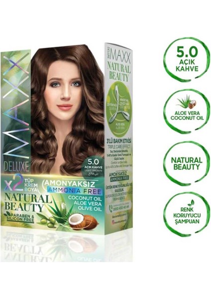 Natural Beauty Amonyaksız Saç Boyası 5 0 Açık Kahve