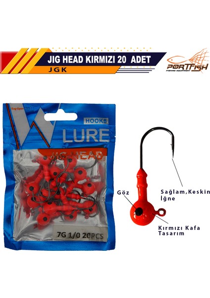Jig Head Kırmızı 20 Li Pkt