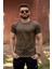 Haki Yeşil Basic Rahat İnce Petek Kumaş Spor Erkek T-Shirt 22ETSHPORT 3