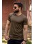 Haki Yeşil Basic Rahat İnce Petek Kumaş Spor Erkek T-Shirt 22ETSHPORT 4