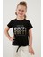 Pamuklu Baskılı Bağlama Detaylı Bisiklet Yaka T Shirt Kız Çocuk T Shirt 6211018 3