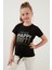 Pamuklu Baskılı Bağlama Detaylı Bisiklet Yaka T Shirt Kız Çocuk T Shirt 6211018 4