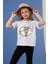 Pamuklu Baskılı Kolları Fırfırlı Bisiklet Yaka T Shirt Kız Çocuk T Shirt 6211019 1