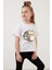 Pamuklu Baskılı Kolları Fırfırlı Bisiklet Yaka T Shirt Kız Çocuk T Shirt 6211019 3