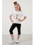 Pamuklu Baskılı Kolları Fırfırlı Bisiklet Yaka T Shirt Kız Çocuk T Shirt 6211019 4
