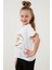 Pamuklu Baskılı Kolları Fırfırlı Bisiklet Yaka T Shirt Kız Çocuk T Shirt 6211019 5