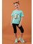 Pamuklu Baskılı Kolları Fırfırlı Bisiklet Yaka T Shirt Kız Çocuk T Shirt 6211019 1