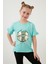 Pamuklu Baskılı Kolları Fırfırlı Bisiklet Yaka T Shirt Kız Çocuk T Shirt 6211019 2