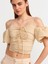 50154 Balon Kollu Crop Top-Bej 3