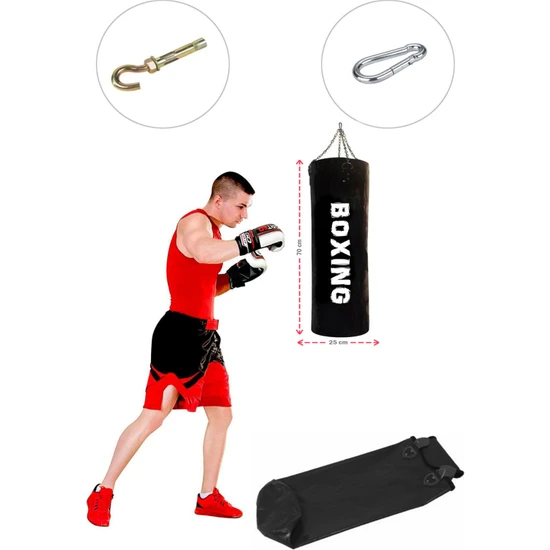 Spor Byfit 70 cm x 25 cm Içi Boş Boks Kum Torbası + Tavan Askı Aparatı - Boş