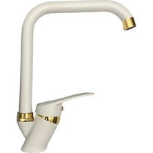 Moonight Beyaz Gold Lüx Köşe Borulu Mutfak Eviye Bataryası