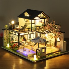 Perfeclan Ahşap Dollhouse Minyatür Mobilya LED Işık Kiti Bebek Evi 3D Bulmacalar Villa (Yurt Dışından)