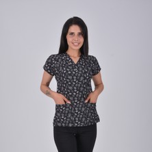 Nur Medikal Giyim Otantik Desenli Likralı Doktor Hemşire Tek Üst Forma