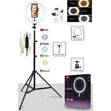 Pazariz Selfie Işığı Rıng Lıght LED Halka Işık Tripod Akıllı Telefon Makyaj Işığı 180 cm Tripod