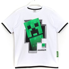 Minecraft Erkek Çocuk Minecraft Creeper 3D Baskılı T-Shirt Beyaz