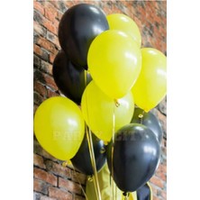 Bal10 Dünyası Metalik Sarı - Siyah Balon 15 Adet