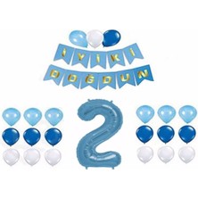 Bal10 Dünyası Mavi 2 Yaş Doğum Günü Parti Seti