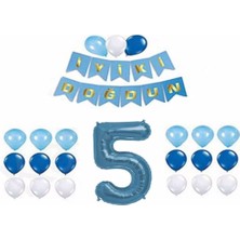 Bal10 Dünyası Mavi 5 Yaş Doğum Günü Parti Seti