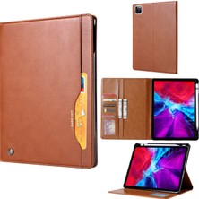 vshop Ipad Pro 12.9 Inç 2021 Için Detaylı Deri Kılıfı (Brown) (Yurt Dışından)