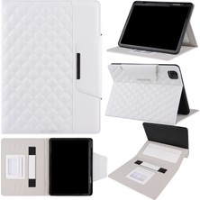 vshop IPAD Pro 11 Için Damalı Deri Kılıf (2021 / 2020/2018) (White) (Yurt Dışından)