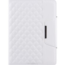 vshop IPAD Pro 11 Için Damalı Deri Kılıf (2021 / 2020/2018) (White) (Yurt Dışından)