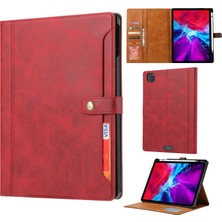 vshop Buzağı Doku Deri Kılıf ipad Pro 11 Inç 2021 (Red) (Yurt Dışından)