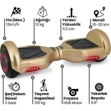 Gomaster Golden 6.5 Inch Işıklı Akıllı Dengeli Elektrikli Kaykay Hoverboard Deri Taşıma Çantalı