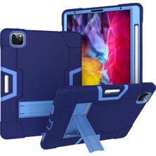 vshop For iPad Pro 12.9 2021 / 2020 / 2019 Silicone + Pc Case (Navy Blue + Blue) (Yurt Dışından)