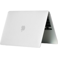 Codegen Apple 13" Macbook Air A1932 A2179 A2337 Beyaz Carbon Fiber Dizayn Kılıf Koruyucu Kapak+Film