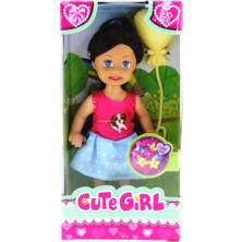 MEGA Cute Girl Sarı Balonlu Kumral Mini Bebek