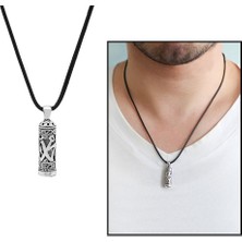 Tesbihane Arapça "muhammed" Yazılı Ip Zincirli 925 Ayar Gümüş Erkek Cevşen Kolye