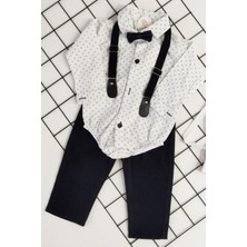 Bebeciburada Erkek Bebek  Papyonlu Askılı Zıbın Gömlekli Takım