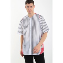 Ghetto Off Limits - Ghetto Striped Beyaz Beyzbol Forması