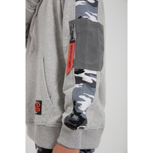 Ghetto Off Limits Kamuflaj Parçalı Hoodie Gri