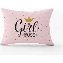 Cango Home Pembe Girl Boss Dekoratif Dijital Baskı Kırlent Yastık Kılıfı - CGH480-3550 Çift Tarafı Baskılı
